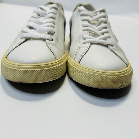 Veja Esplar Low White Black Women's Size 7 Leather Lace Up Shoes Sneakers - Picture 8 of 13